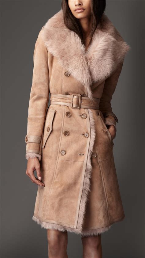 pink coat burberry fur|burberry oversized wool trench coat.